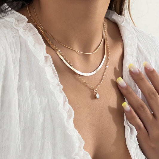 COOL STYLE STACKED TEMPERAMENT SIMPLE NECKLACE