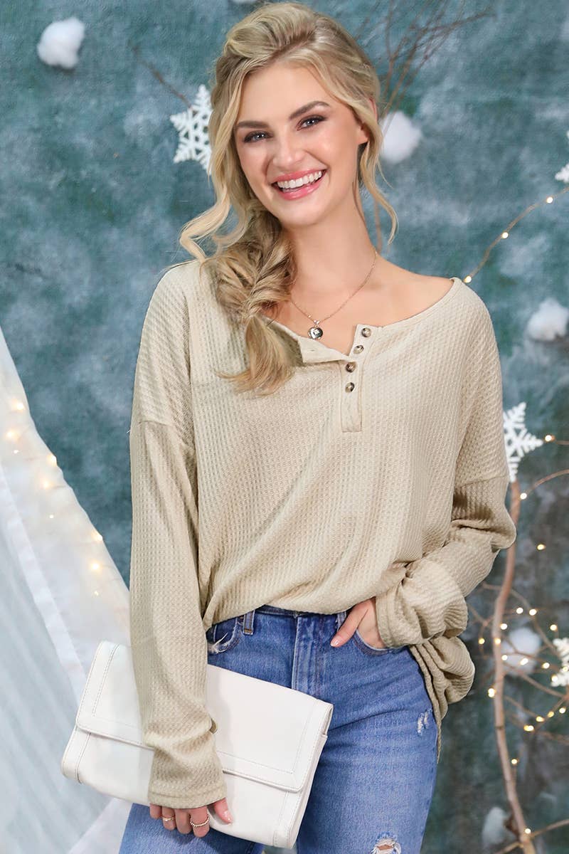 CWTTL1402_Round Neck Casual Long Sleeved Top