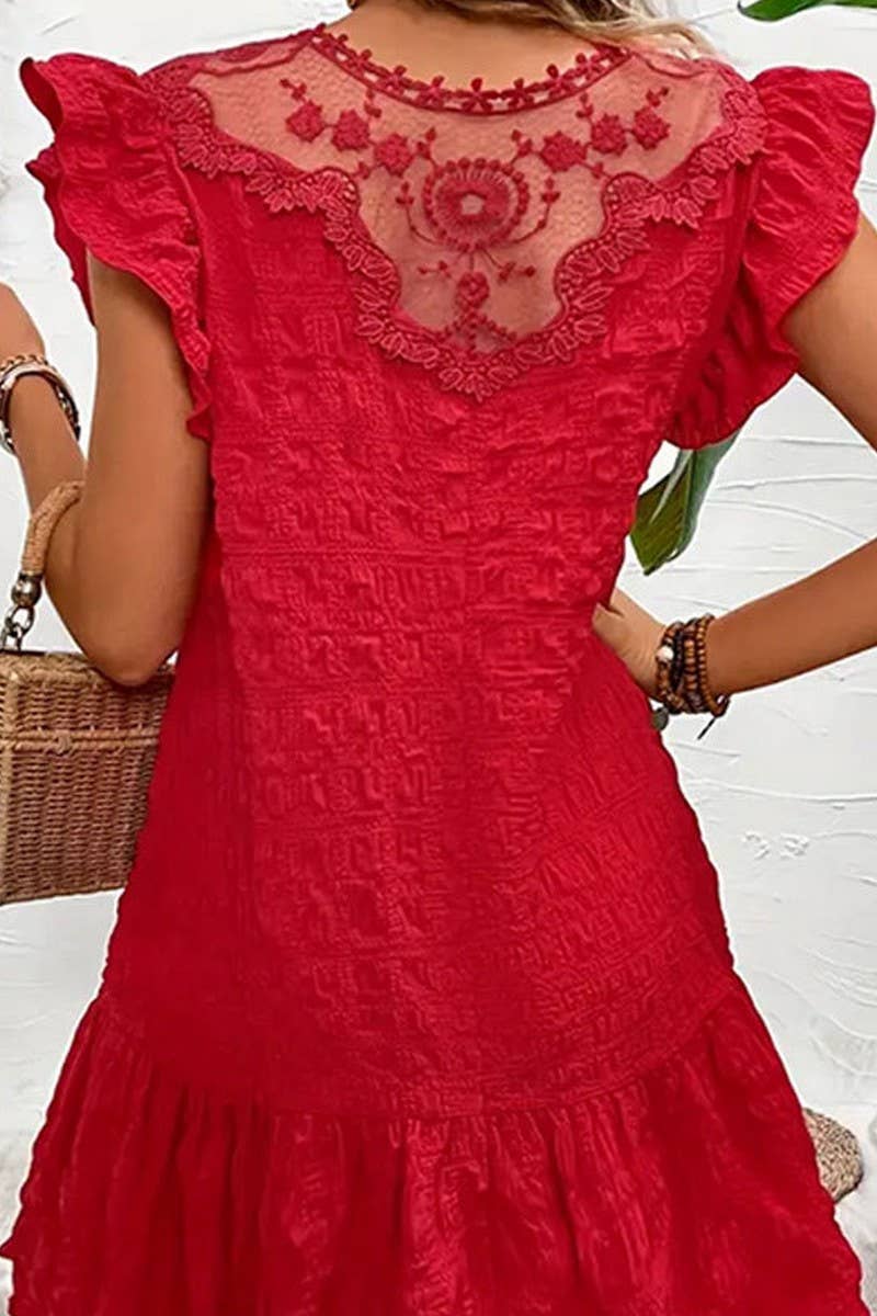 CWDSD7615_RUFFLED SLEEVELESS A-LINE LOOSE MINI DRESS