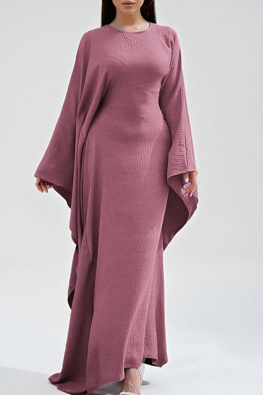 CWDMD01186_ELEGANT SOLID LONG SLEEVE EVENING DRESS