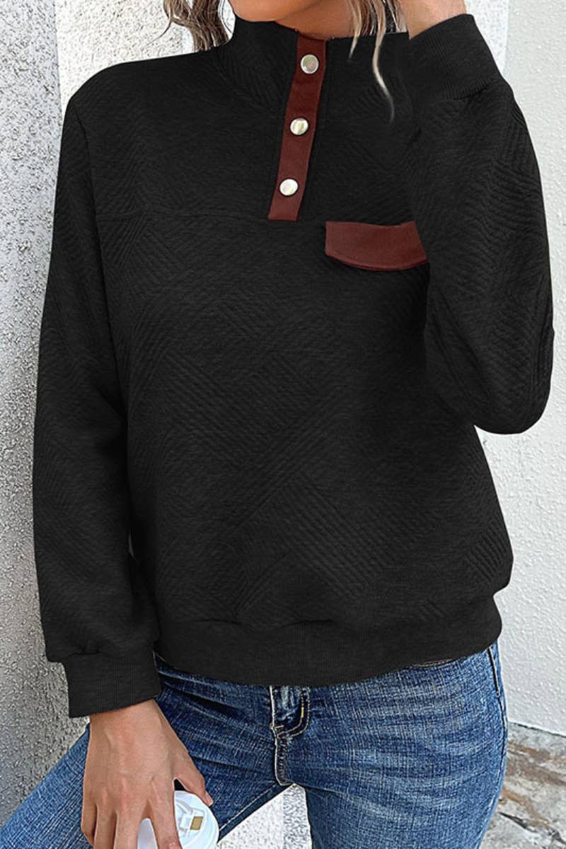 CWTBLL2882_LONG-SLEEVED HOODIE WITH HALF-OPEN BUTTON