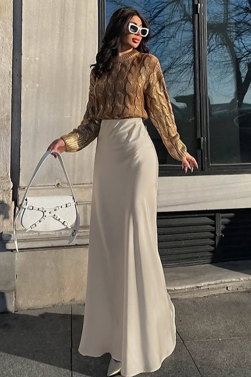 CWBLS0369_HIGH WAIST ELEGANT ICE SILK SATIN SLIM SKIRT