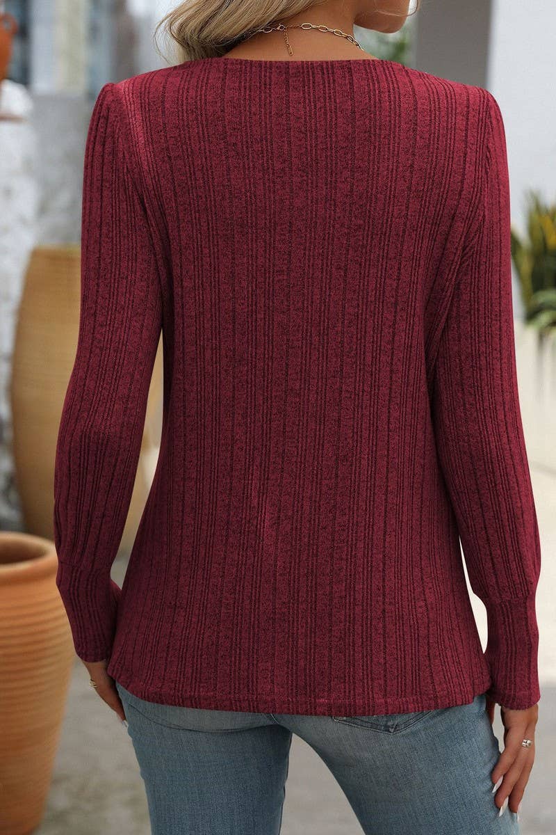 CWTBLL1815_SQUARE NECK RIBBED SOLID COLOR BUTTON TOP