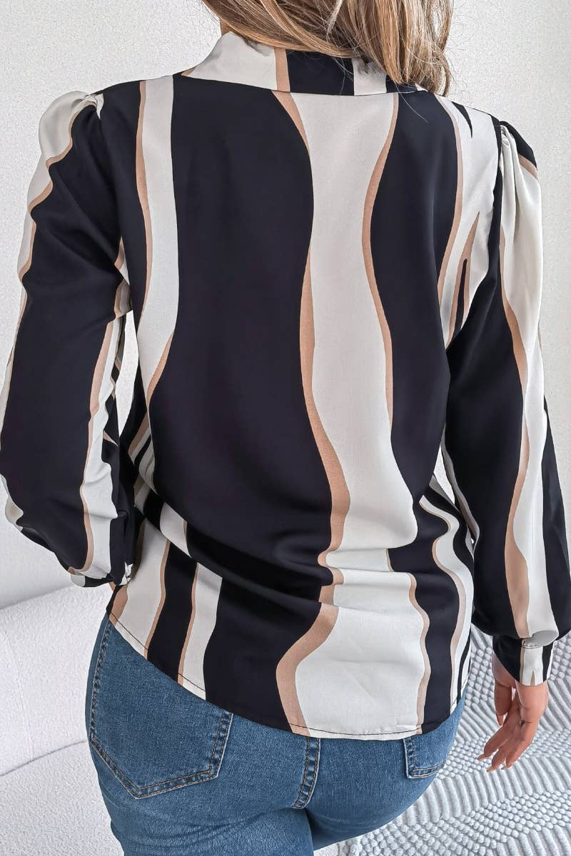 CWTDSL0085_CASUAL STRIPED SUIT COLLAR LONG-SLEEVED SHIRT