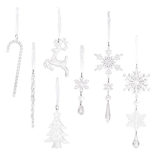 CWMM10188_14PCS ACRYLIC ICICLE REINDEER CHRISTMAS ORNAMENTS