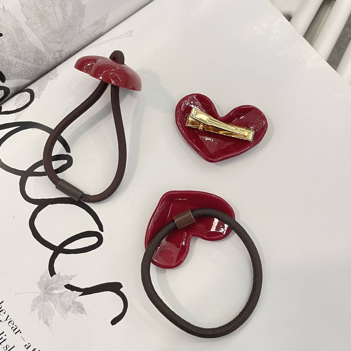 CWAHA5113_RED HEART SWEET RETRO HAIR BAND CUTE HAIRPIN