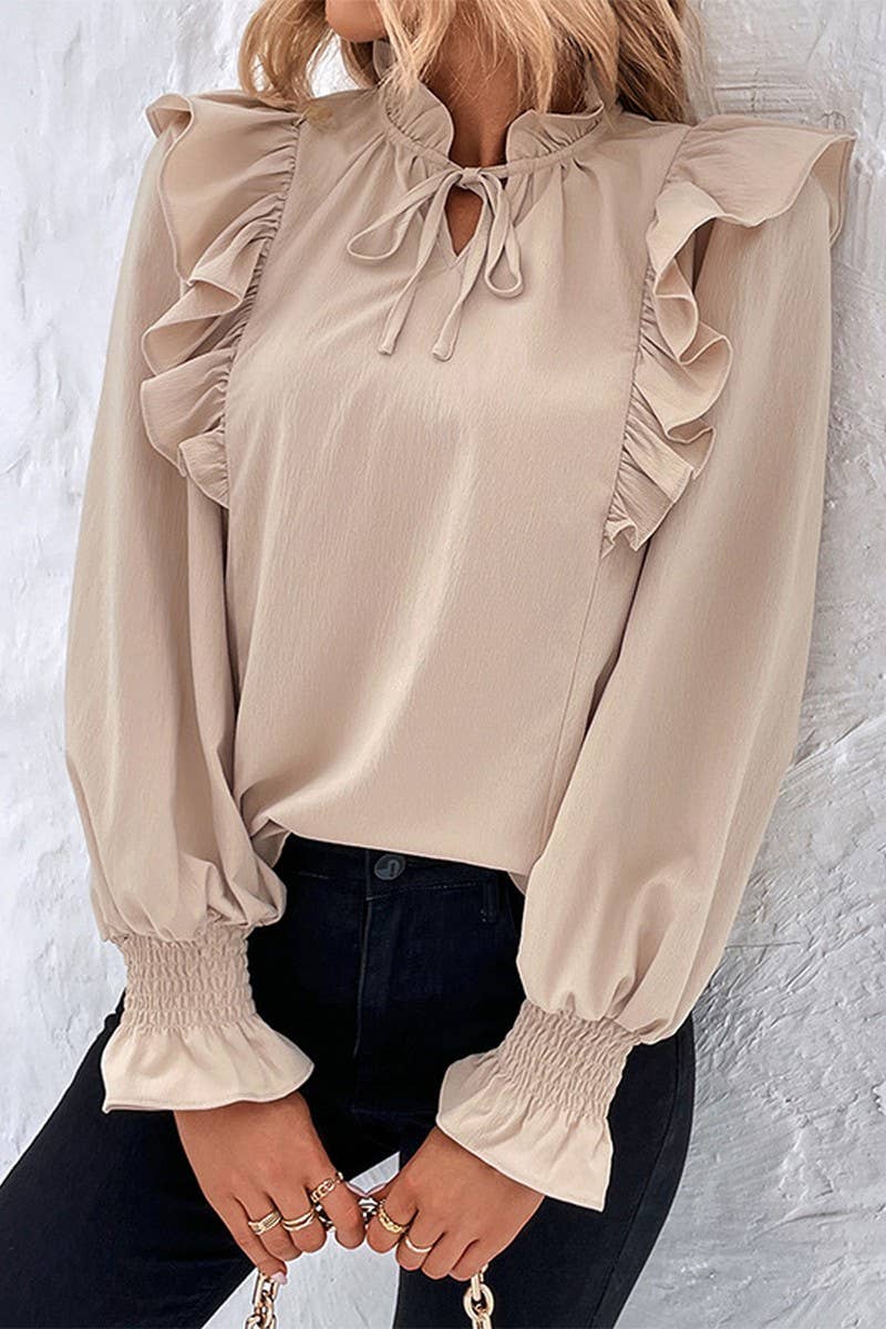 CWTBLL0371_Ruffle Detailed Long Sleeve Top