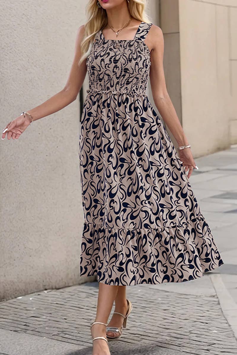 CWDHL0659_SUMMER GEOMETRIC PRINT SLING DRESS