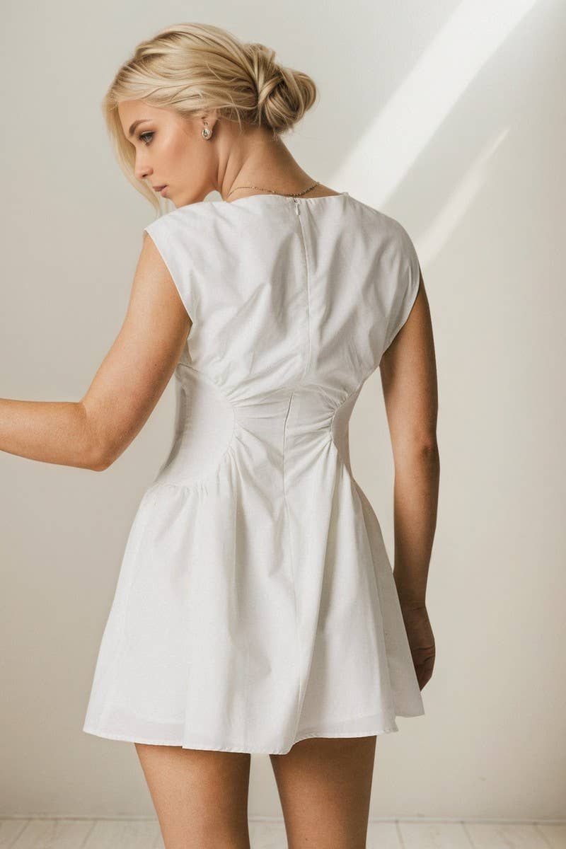 CWDSD8889_SOLID OFF SHOULDER VERSATILE DRESS