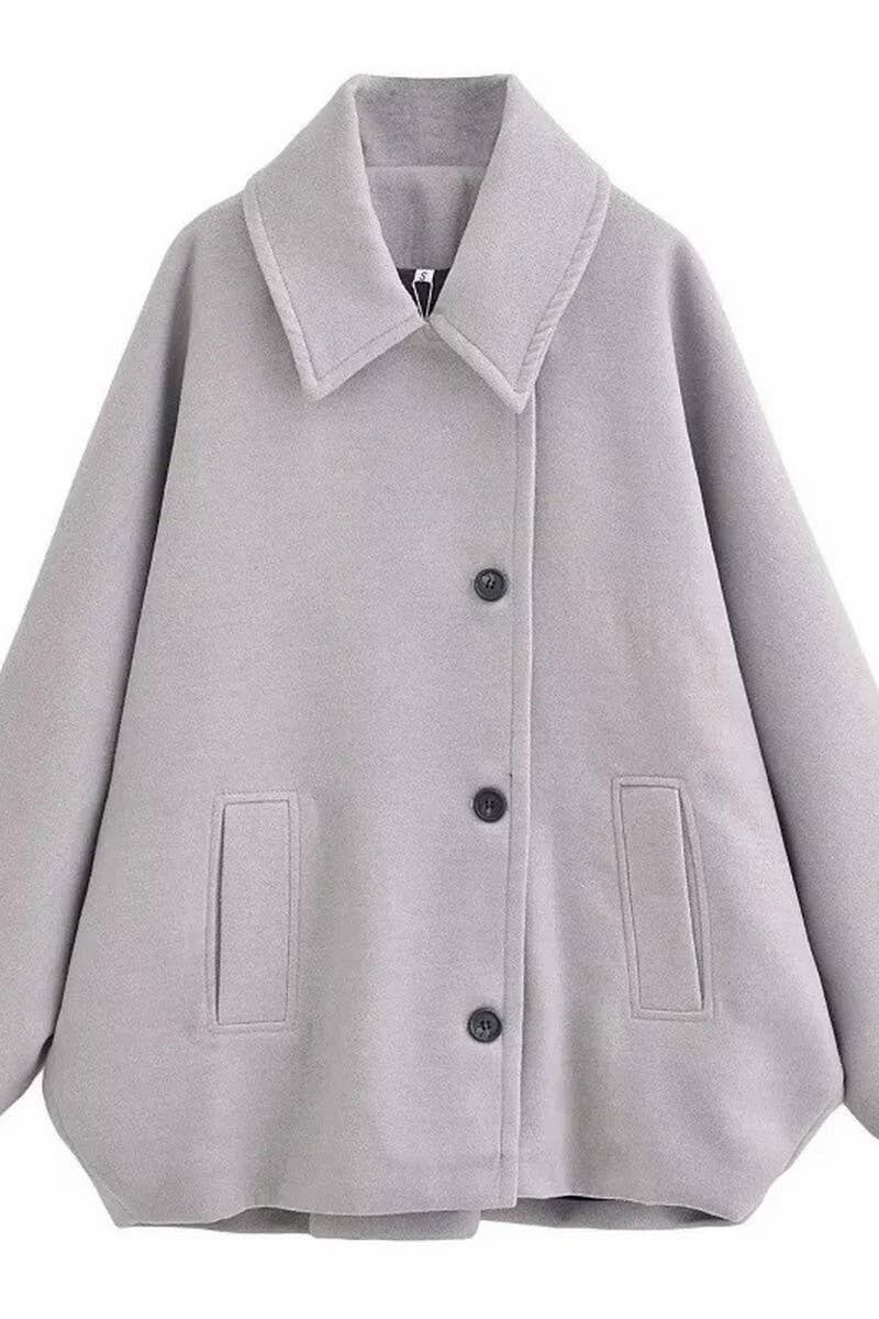 CWOCO1061_SINGLE-BREASTED LAPEL LOOSE WOOLEN JACKET