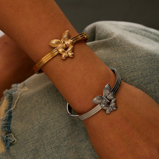 18K Double Layer Butterfly Stainless Bracelet_CWAJE4608