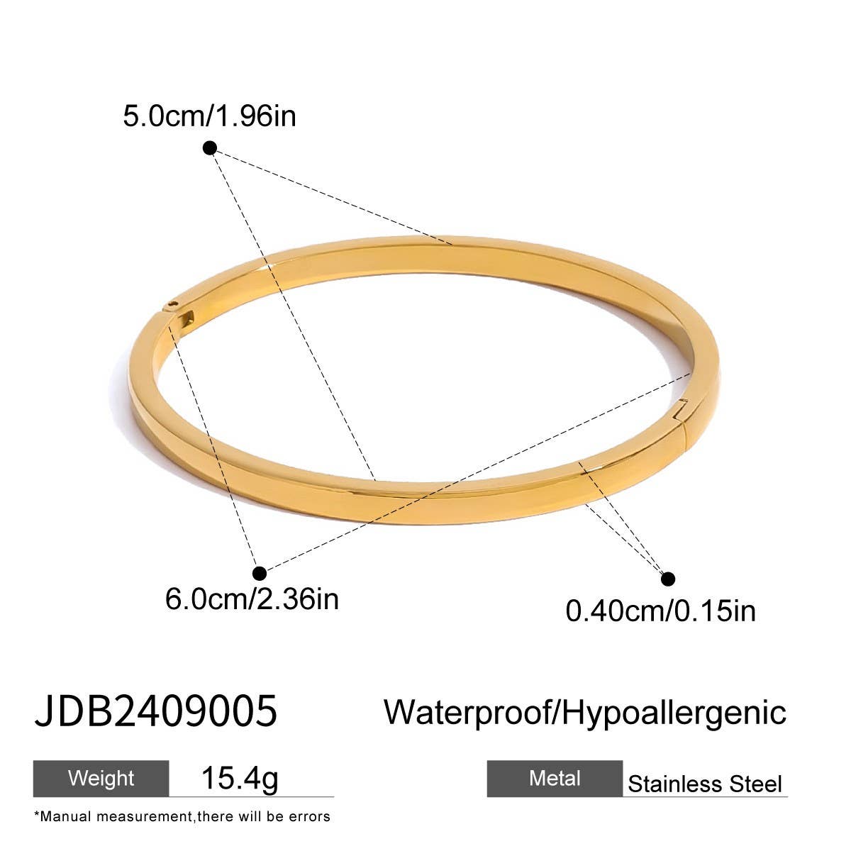 Stainless Steel Curved Clasp Bangle, Sleek Style_CWAJE4661