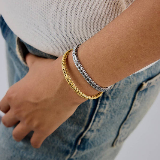 Elegant Two-Tone 18K Gold Titanium Chain Bracelet