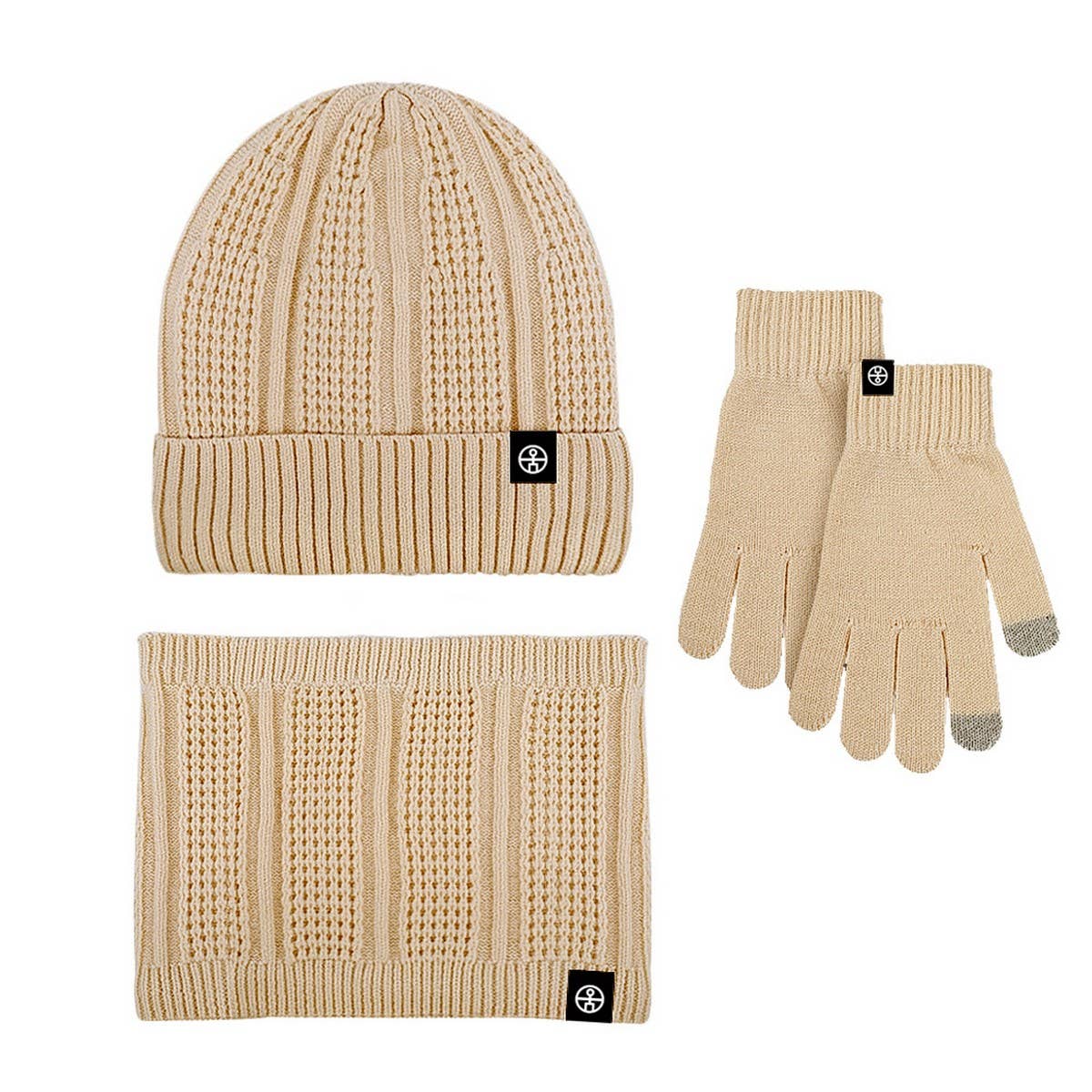 WINTER WOOL WARM PLUS FLEECE SCARF THREE PIECE SET