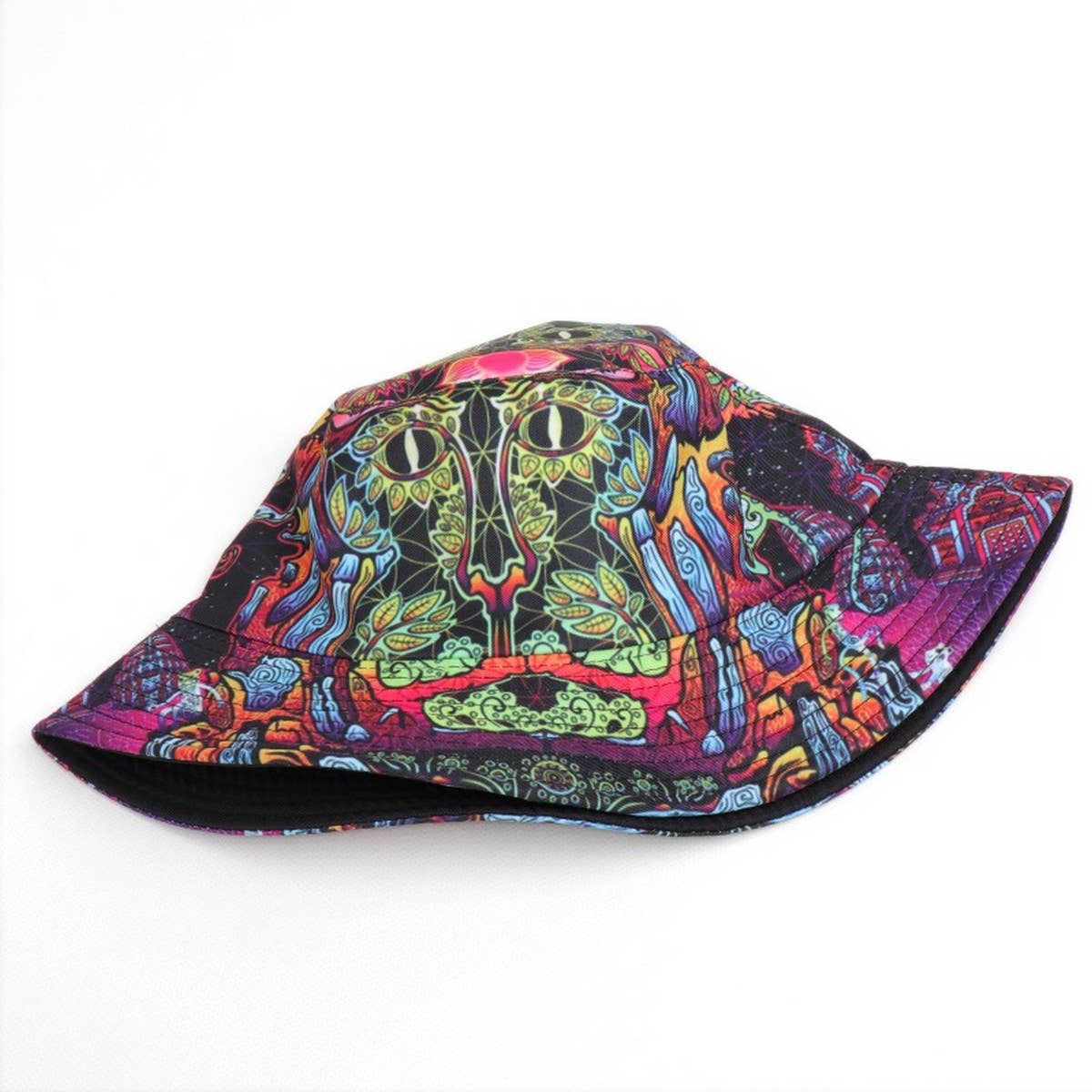 DOUBLE-SIDED VINTAGE GRAFFITI PRINT BUCKET HAT_CWAH1546