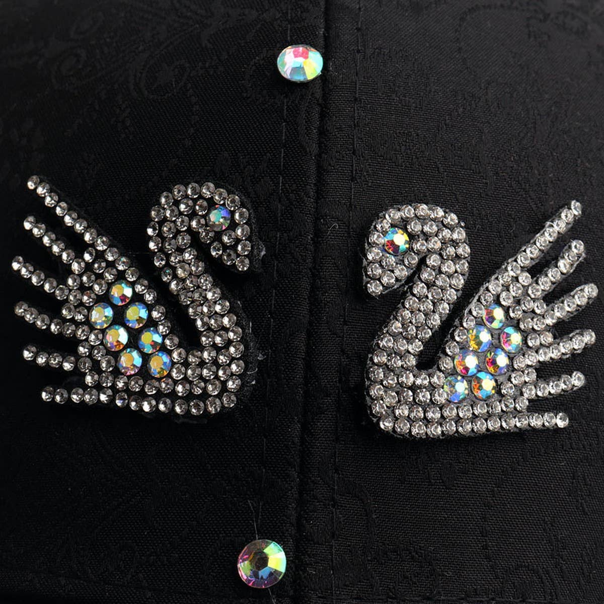 Double Swan Rhinestone Baseball Cap Sun Hat_CWAH1059