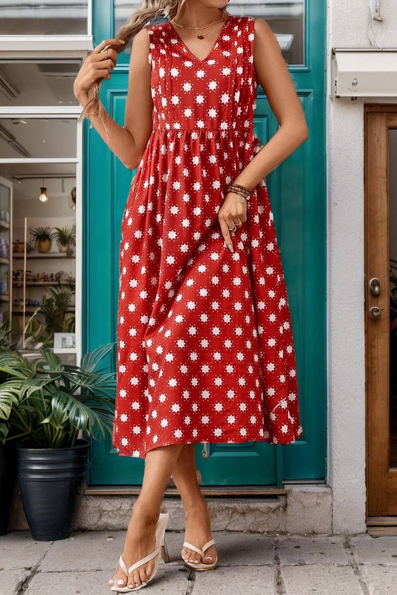 CWDMD2359_SLEEVELESS PRINTED DRESS