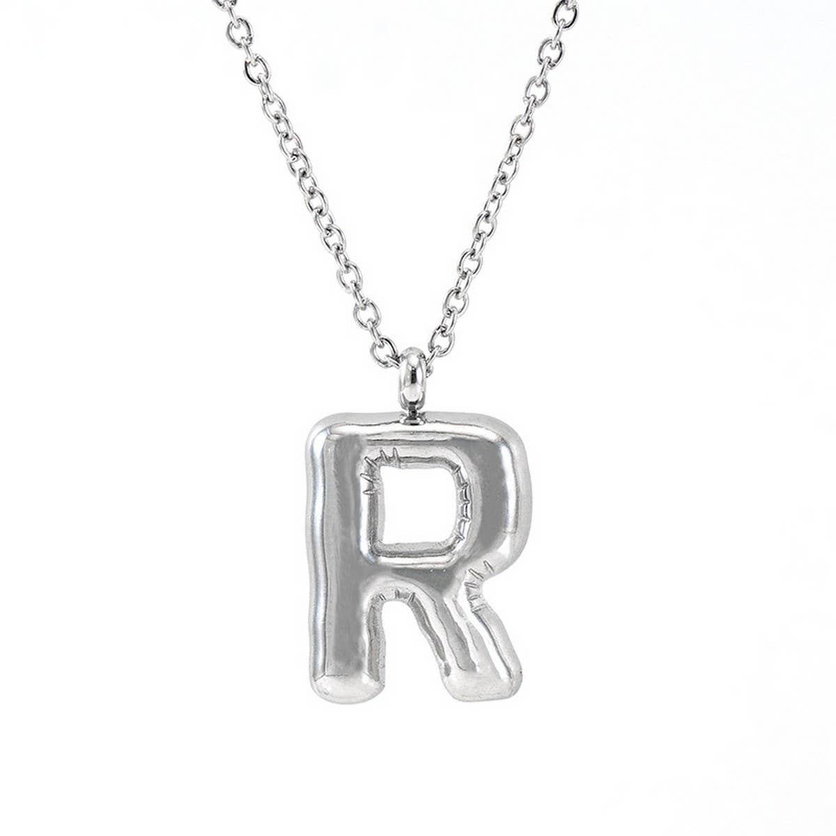 CWAJE1946_Steel Color Bubble Letter Necklace