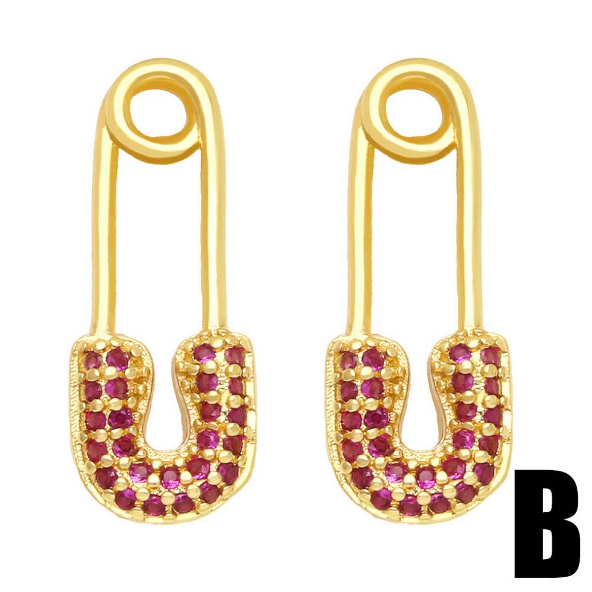 SET WITH COLORED ZIRCON PAPER CLIP EARRINGS