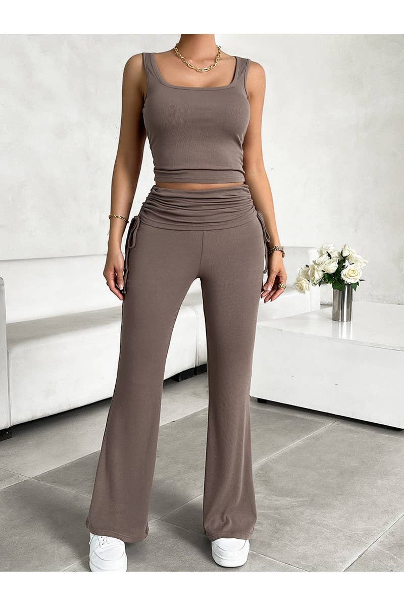 CWSTB0670_SOLID COLOR TANK AND PANTS CASUAL SET