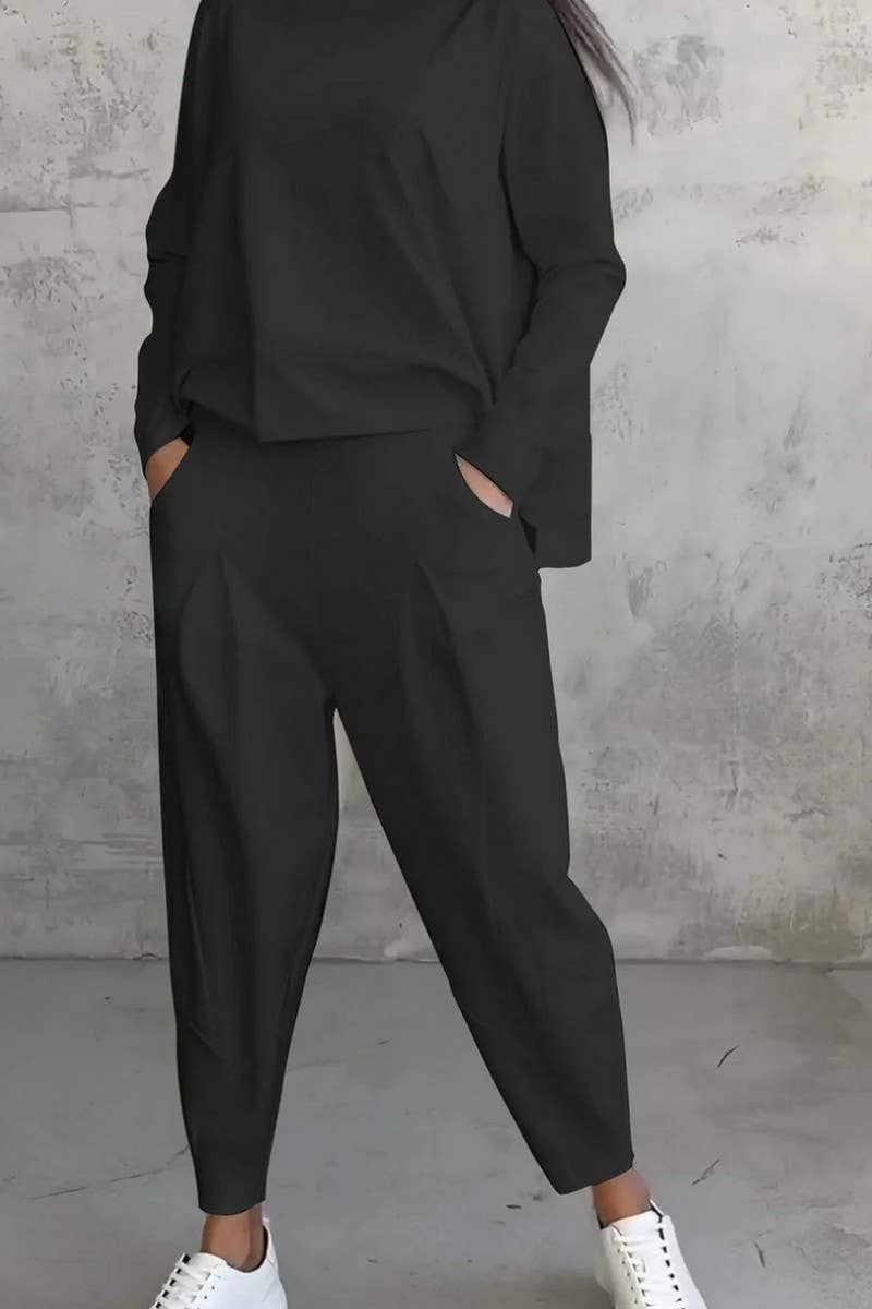 CWSTB00384_SOLID CREWNECK LONG SLEEVE LONG PANTS SET