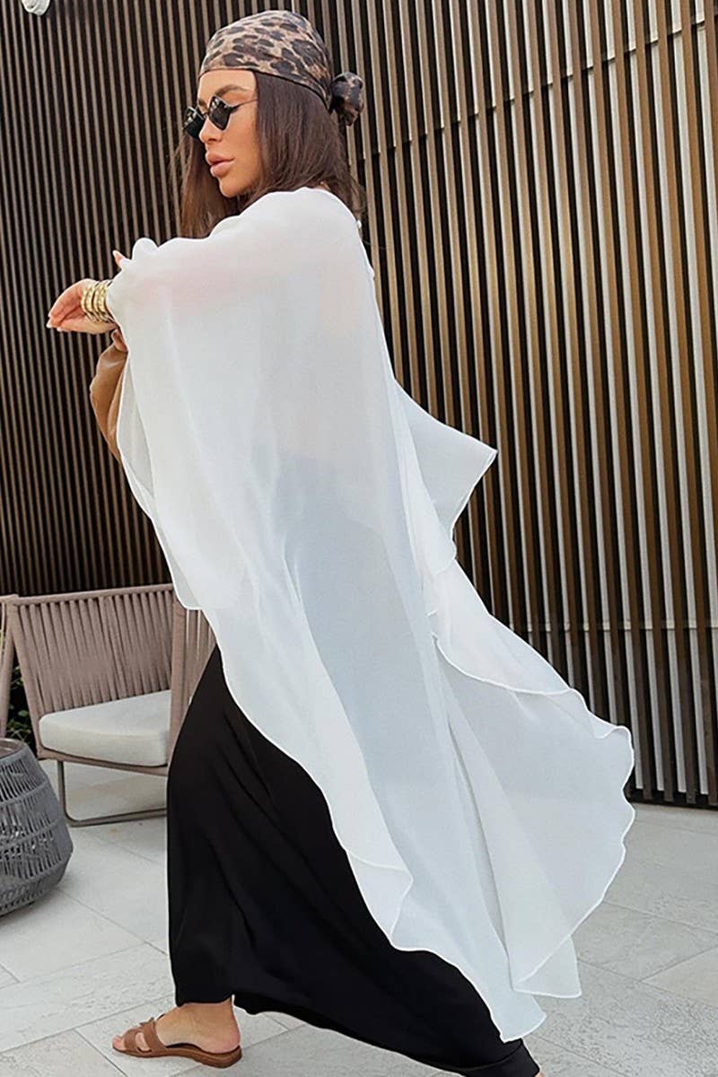 CWTBLL538_SOLID COLOR SEE-THROUGH LOOSE LONG-SLEEVED TOP