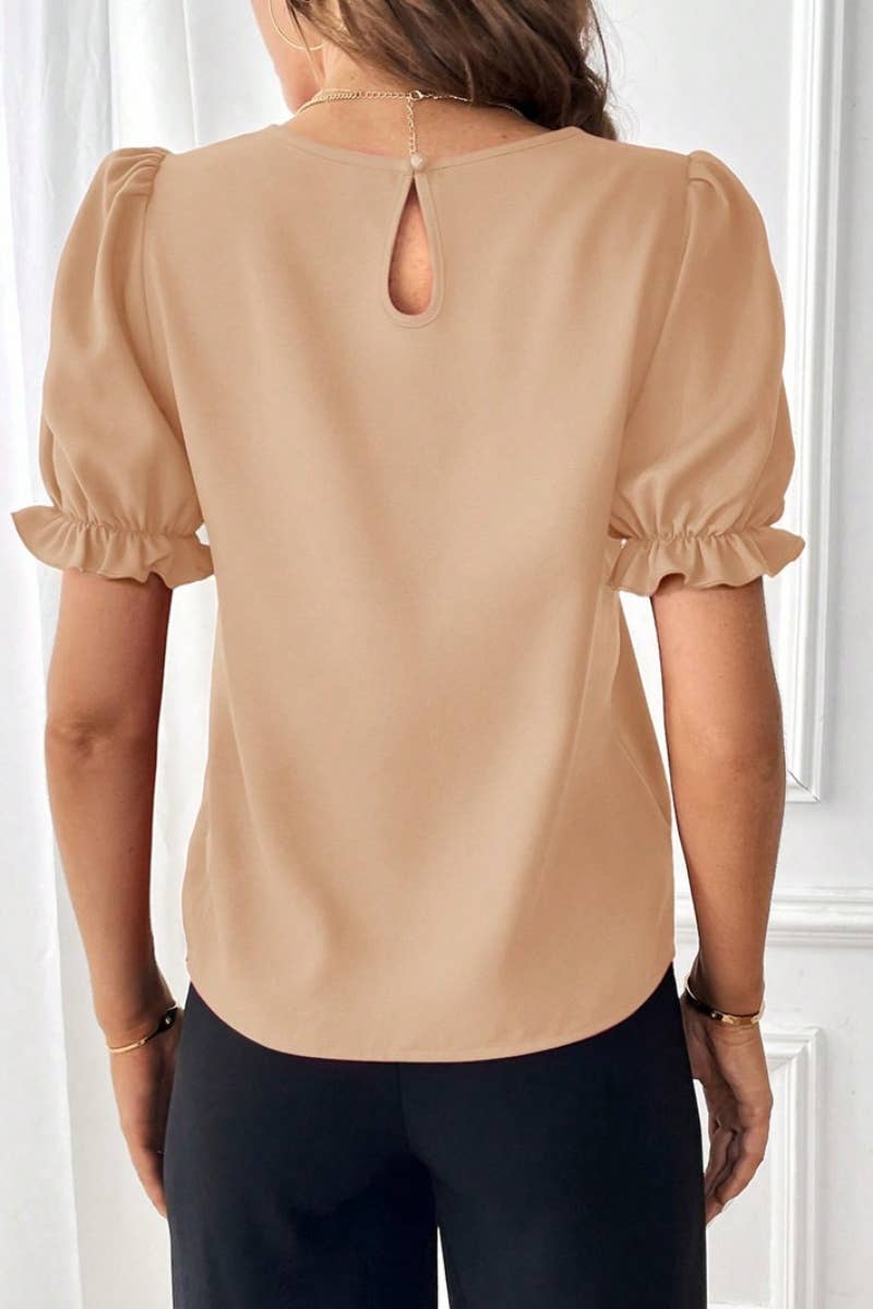 CWTBLS1133_SUMMER FASHION CREW-NECK SOLID COLOR SHIRT TOP