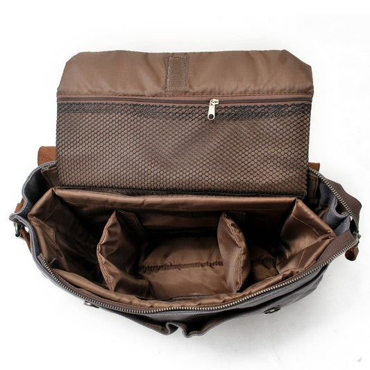 Vintage Waxed Canvas Camera Satchel with Leather_CWAB5572