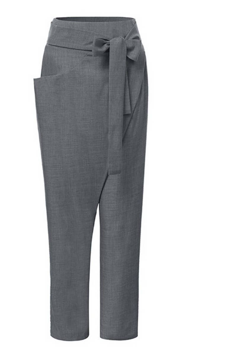 CWBLP1838_IRREGULAR LACE-UP CROPPED PANTS CASUAL PANTS