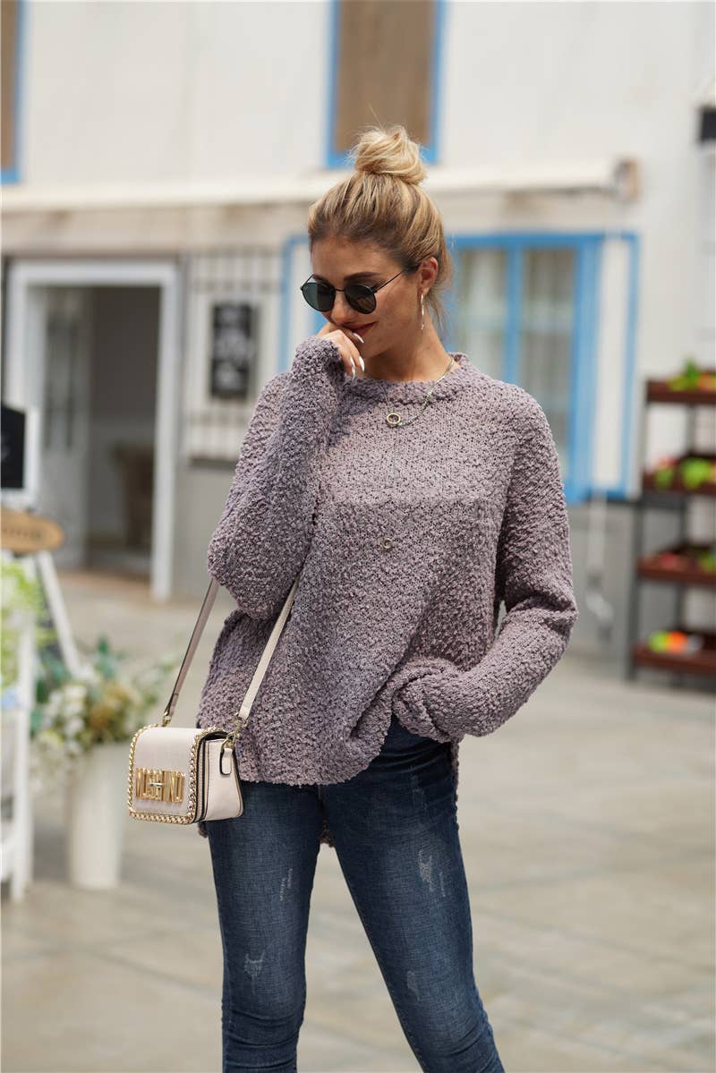 CWOSWL1409_Crew Neck Pullover Casual Sweater