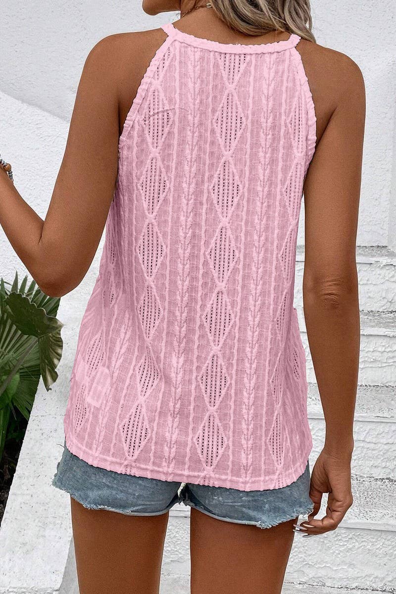 CWTTK0805_SOLID COLOR JACQUARD CAMISOLE KNITTED VEST