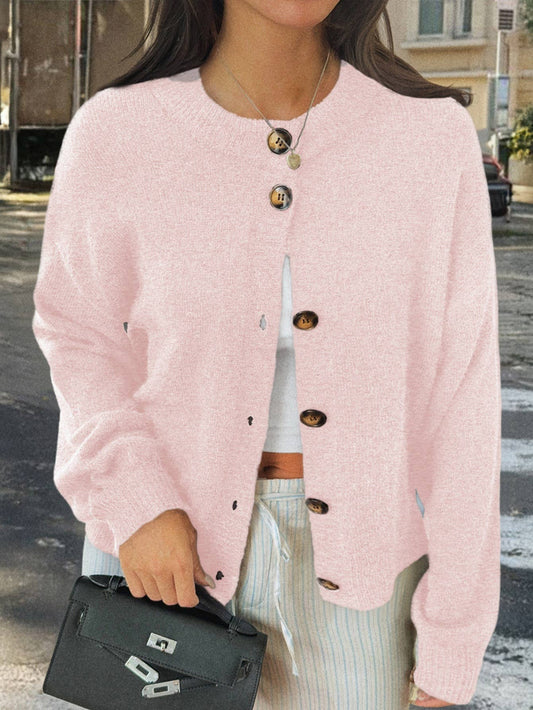 Casual simple button long-sleeved coat sweater