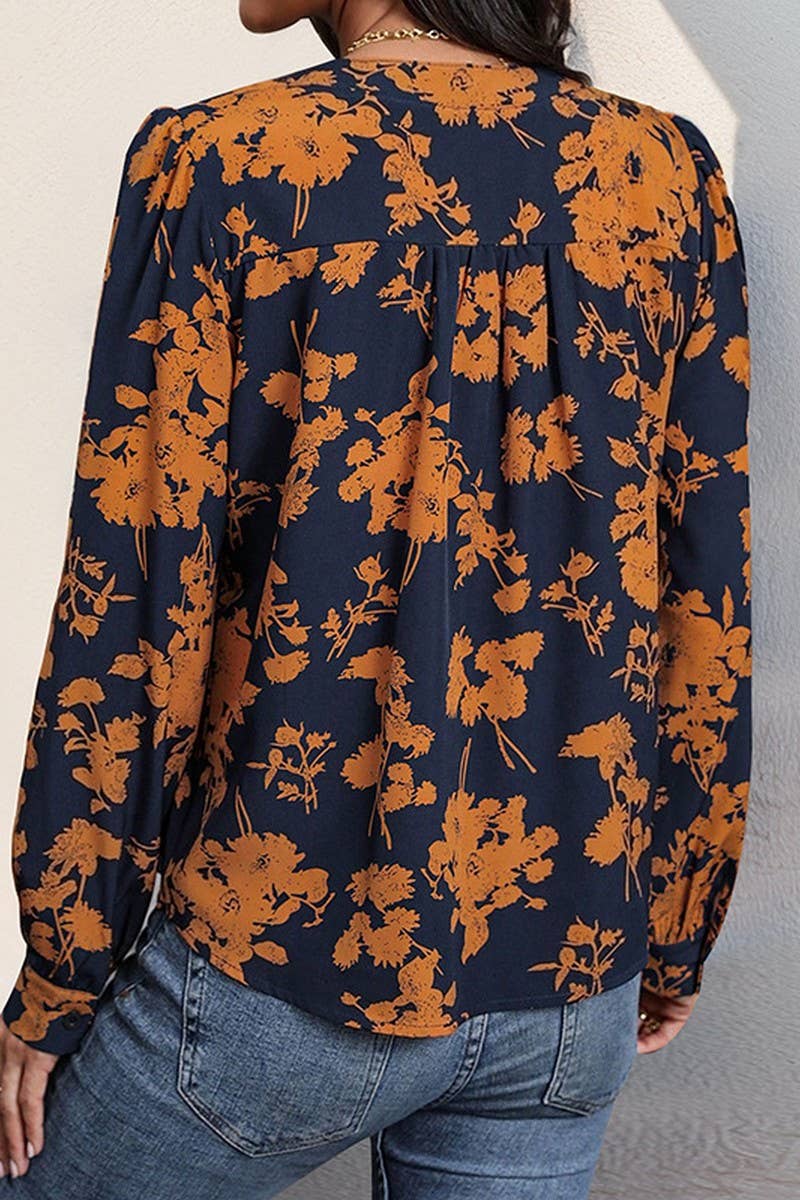 CWTSTL1320_V-NECK LONG-SLEEVED PULLOVER PRINTED SHIRT