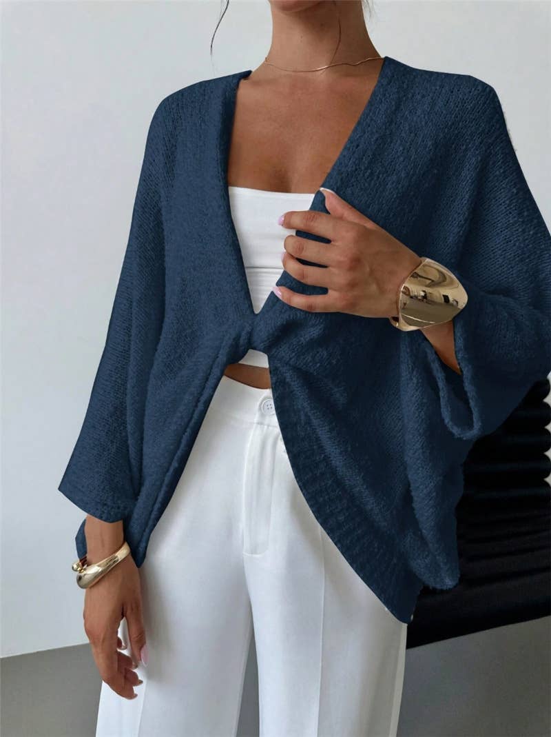 Cross design deep V-neck casual loose sweater