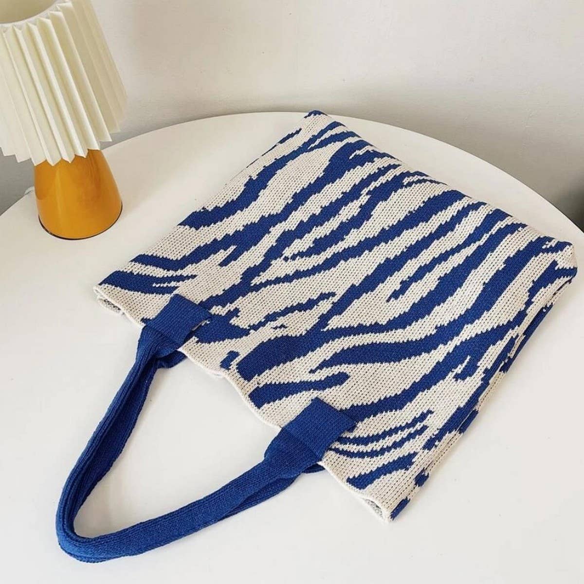 CWAB1955_STYLISH KNITTED STRIPED TOTE BAG