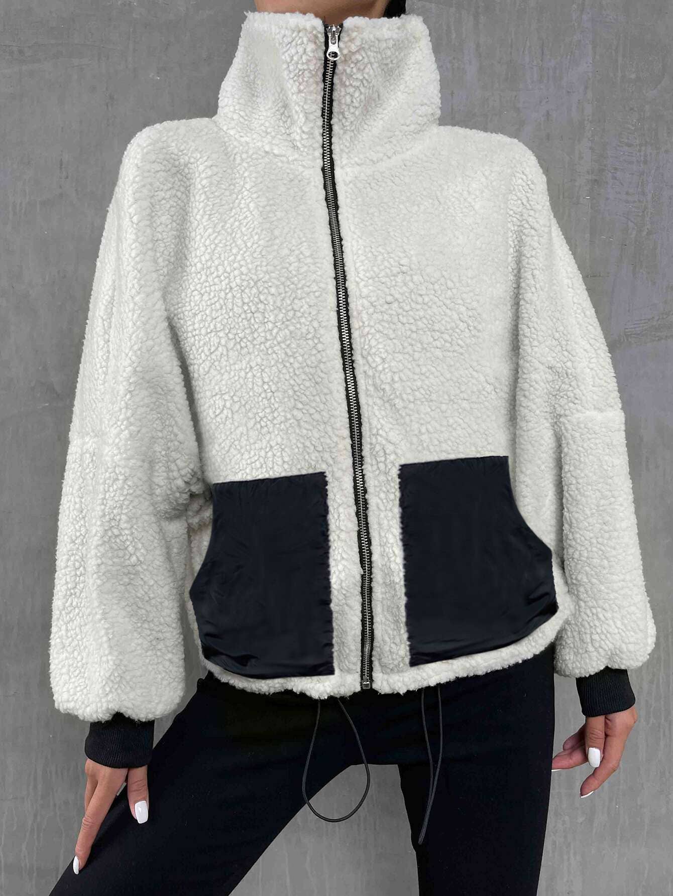 Fleece zipper knit jacket jacket