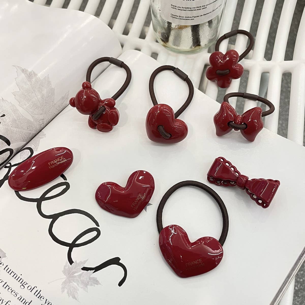 CWAHA5113_RED HEART SWEET RETRO HAIR BAND CUTE HAIRPIN