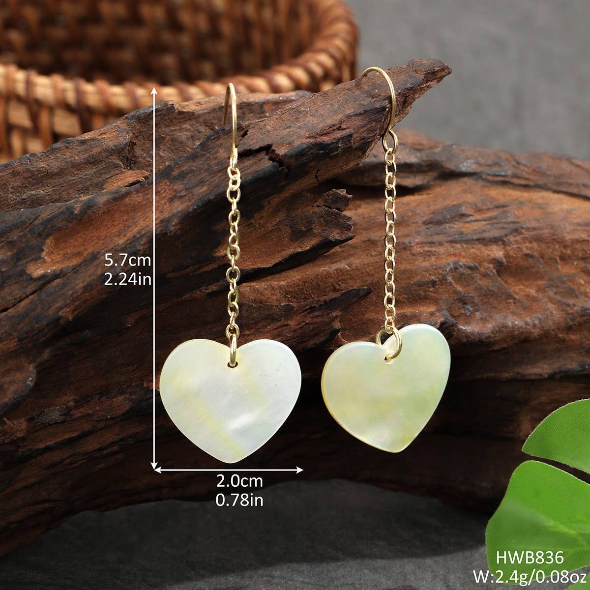 FASHIONABLE WHITE SHELL HEART TASSEL EARRINGS