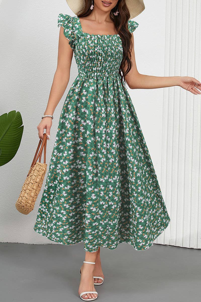 CWDMD6205_FLORAL FLUTTER SLEEVE SQUARE NECK MAXI DRESS