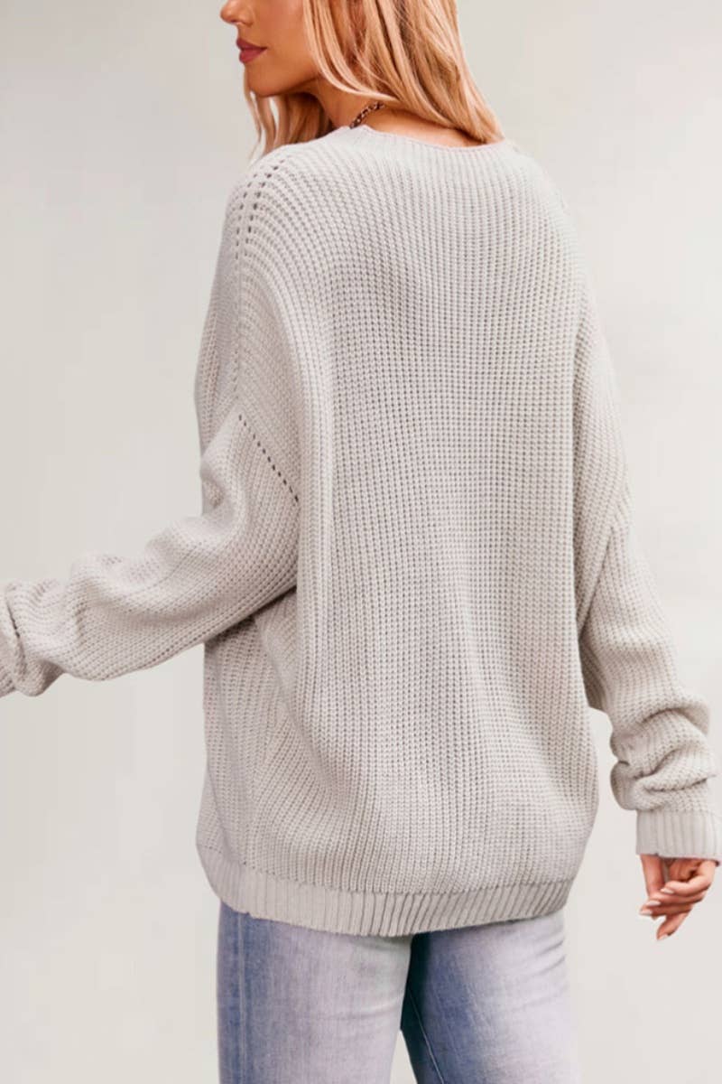 CWOSWL5884_CREW-NECK POCKET LONG-SLEEVED SWEATER