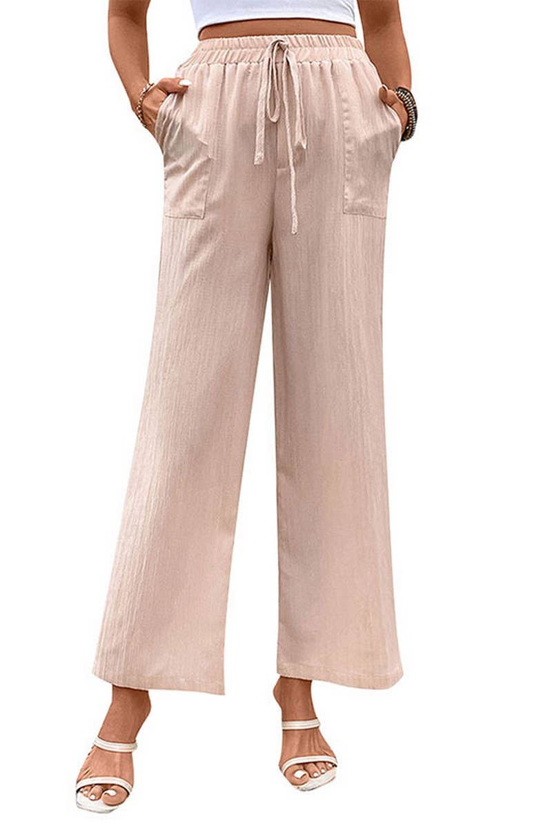 CWBLP0804_CASUAL ELASTIC HIGH WAIST STRAIGHT PANTS