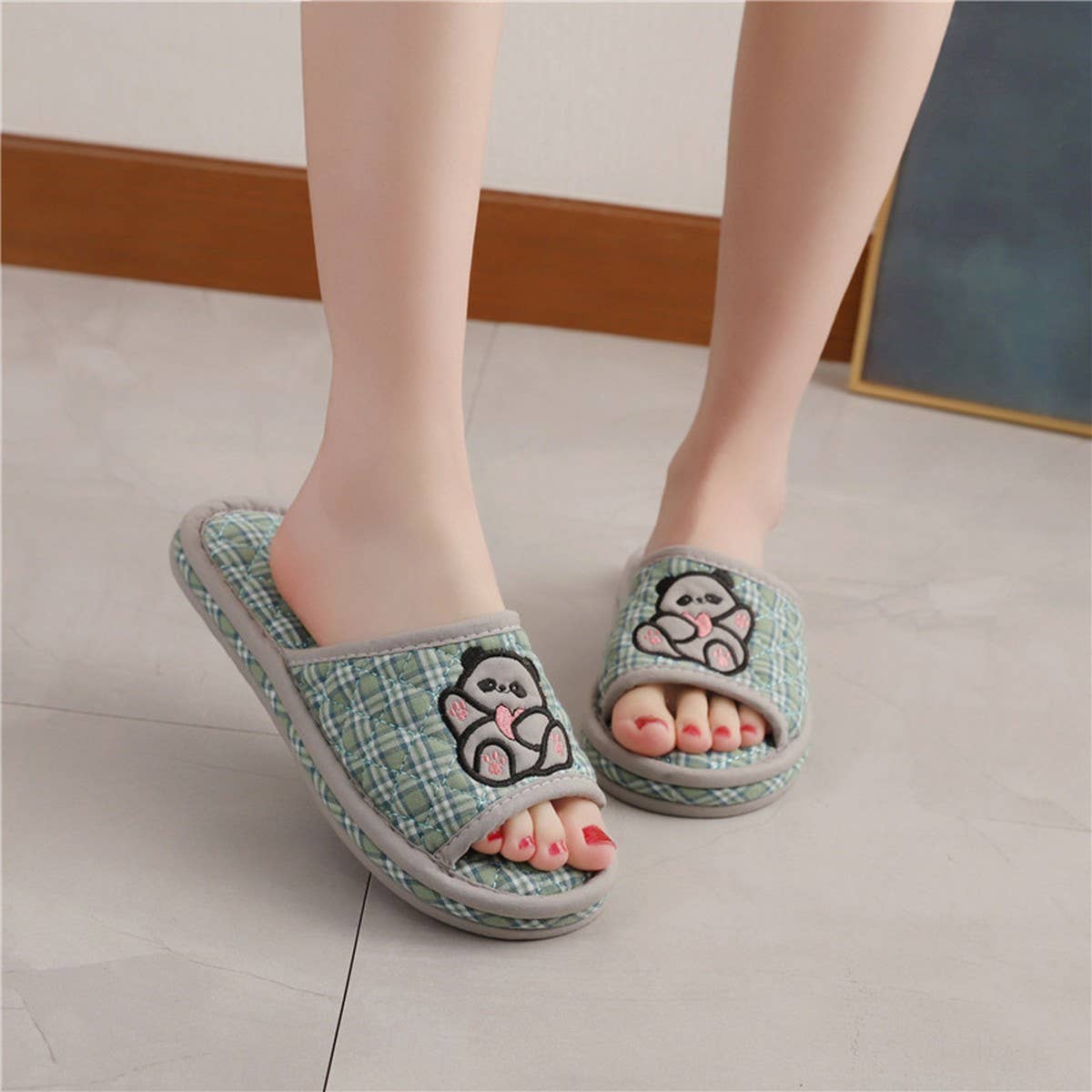 Thick Cotton Soft Sole Panda Slippers