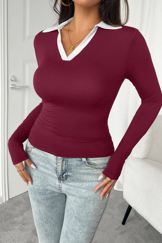 CWTTL1985_AUTUMN AND WINTER TEMPERAMENT SLIM FIT KNITTED TOP