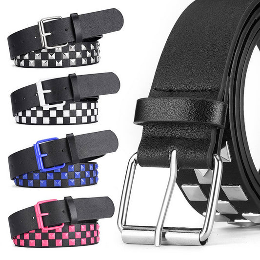 EUROPEAN AND AMERICAN SQUARE BEAD PYRAMID BELT_CWABE0364