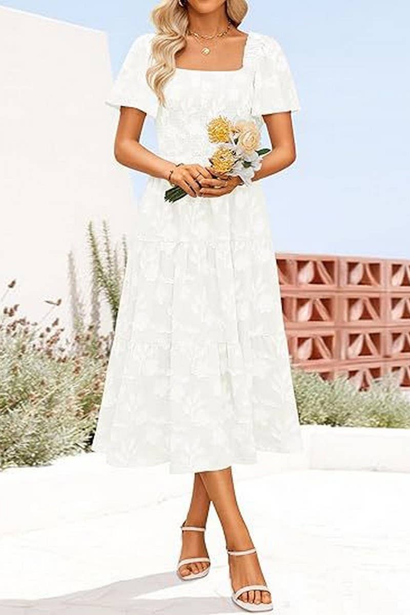 CWDMD6367_SQUARE NECK BOHEMIAN FLORAL MIDI DRESS