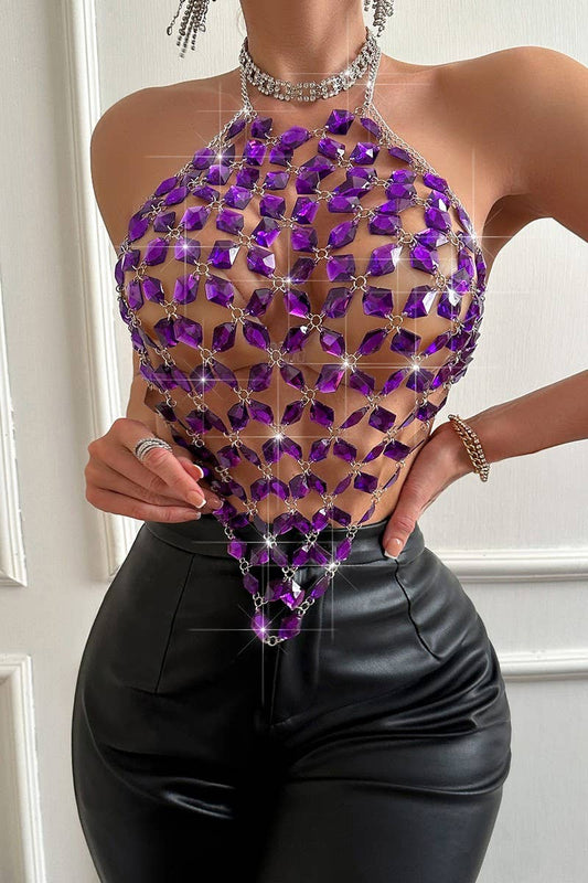 CWTTSL0399_SEXY GEM HAND-PAINTED HALTER TANK TOP