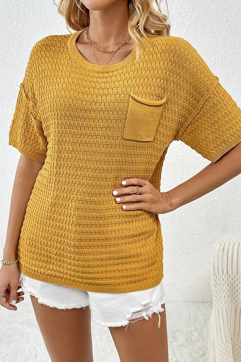 CWTTS1305_NEW SPRING AND SUMMER HOME SOLID COLOR SWEATERS