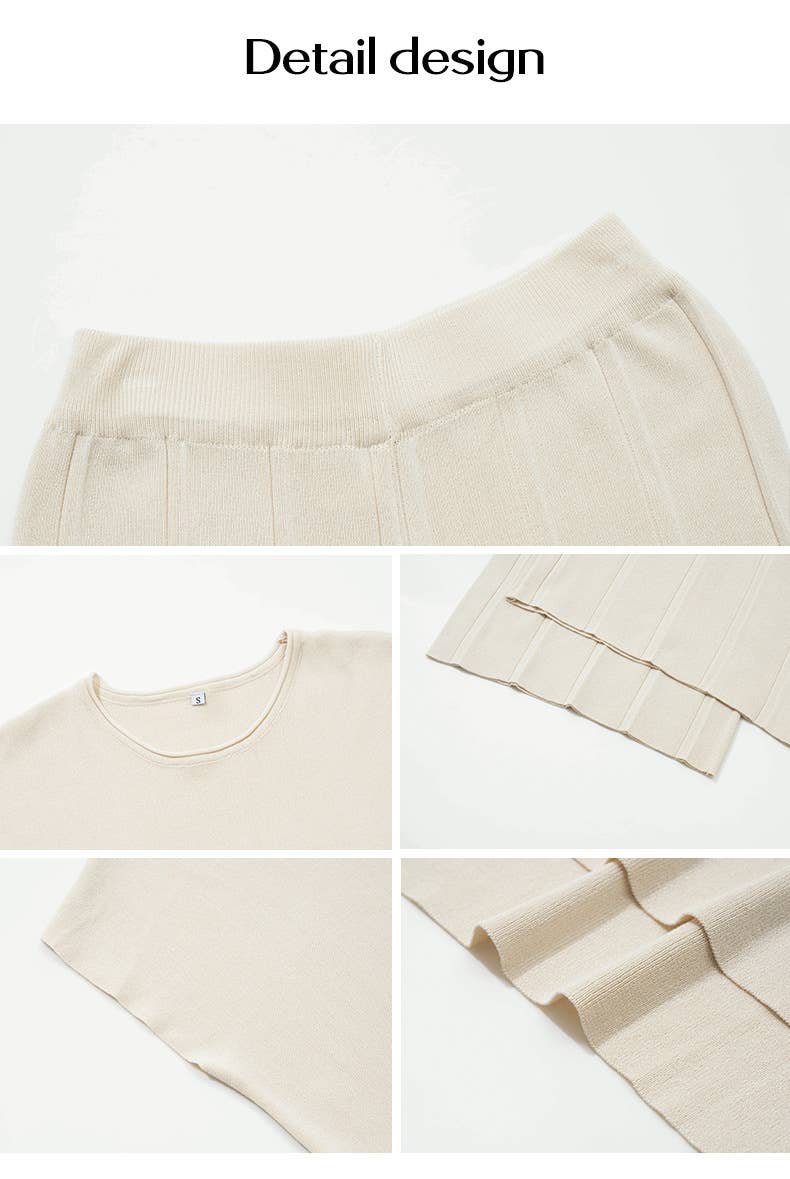 CASUAL SOLID COLOR SWEATER SET