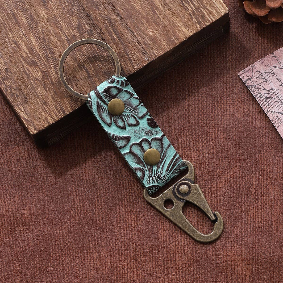 RETRO LEOPARD PRINT LEATHER KEYCHAIN PENDANT_CWMM0584