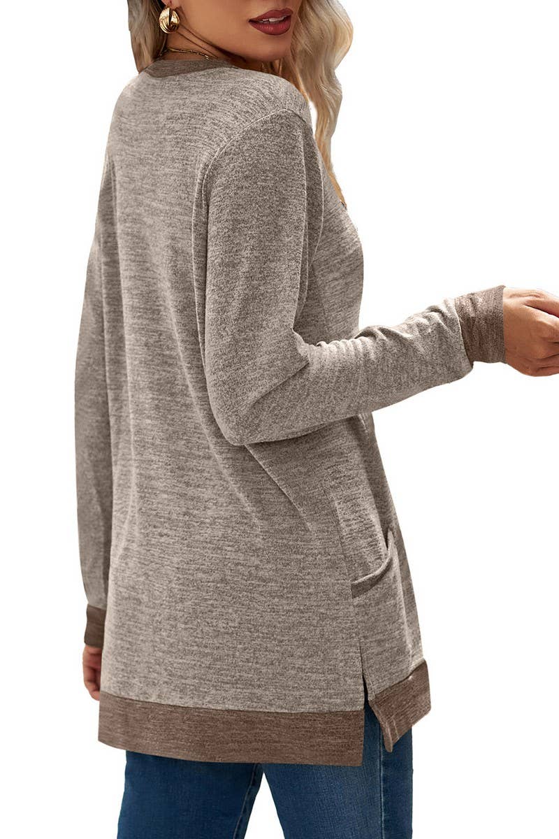 CWTBLL2412_CREW NECK COLORBLOCK POCKET LONG SLEEVE PULLOVER